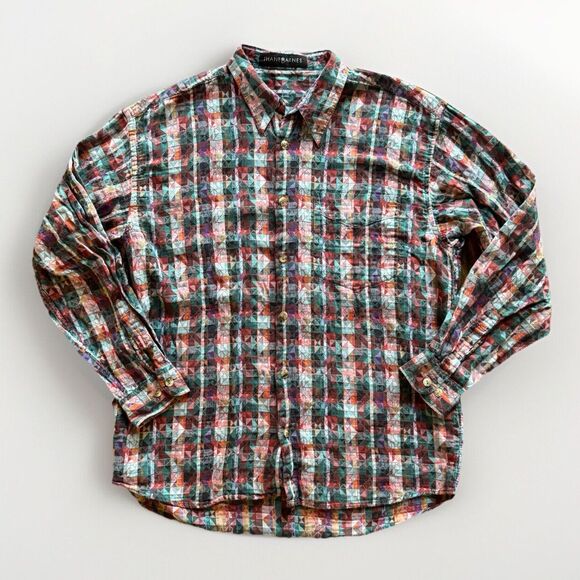 Jhane Barnes Long Sleeve Button Up Shirt Multicolor Mens Size Large - Picture 1 of 12